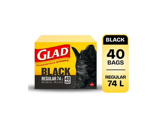 Glad Black Garbage Bags - Regular 74 Litres - (BLACK)