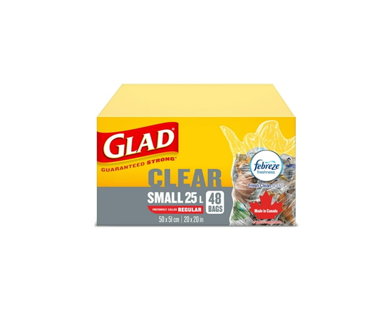 Glad® Easy-Tie® Clear Kitchen Catchers® Garbage Bags- Small 25 Litres, 48 Bags