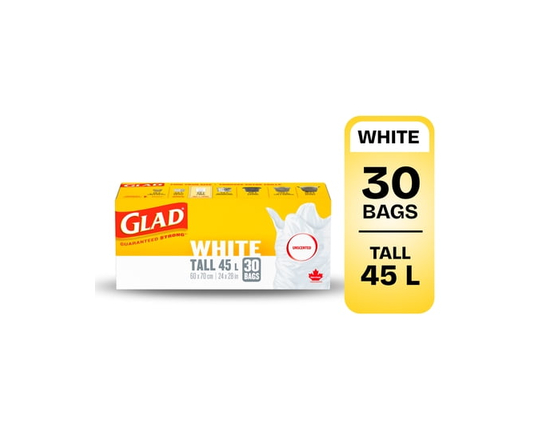 Glad White Garbage Bags - Tall 45 Litres -