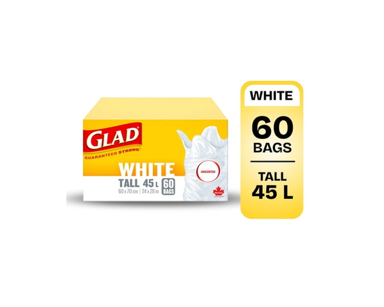 Glad White Garbage Bags - Tall 45 Litres -