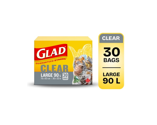 Glad Clear Garbage Bags - Large 90 Litres -