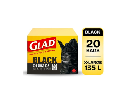 Glad Black Garbage Bags - Extra-Large 135 Litres -