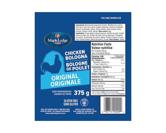 Maple Lodge Farms® Original Chicken Bologna