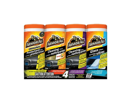 Armor All Protectant, Glass, Air Freshening Orange Cleaning Wipes and Original Cleaning Wipes, 4-Pack - 1