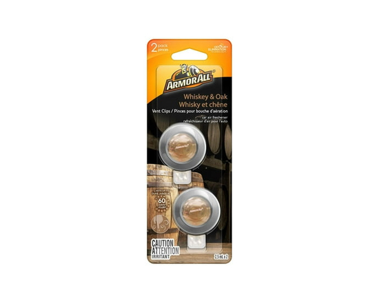 Armor All FRESH fx Car Air Freshener Vent Clip – Whiskey & Oak Scent (0.08 fluid ounces) - 2.5 mL x 2