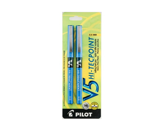 Pilot V5 Stylos à bille roulante 2 pack - Bleu