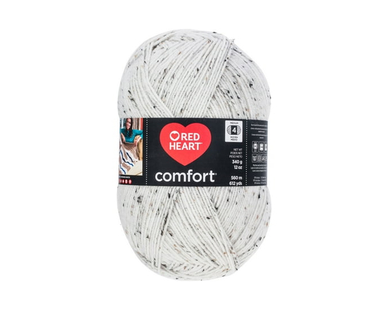 Red Heart® Comfort® Yarn, Prints, Acrylic #4 Medium, 12oz/340g, 649 Yards (Cream Fleck)