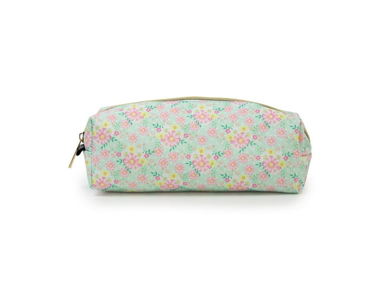Pen & Gear Pencil Case, Stationery Case, Pencil holder or Cosmetic Pouch - 21 cm L x 8 cm H x 6.5 cm D (Light Green Flower)