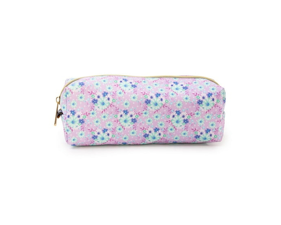 Pen & Gear Pencil Case, Stationery Case, Pencil holder or Cosmetic Pouch - 21 cm L x 8 cm H x 6.5 cm D (Purple Flower)