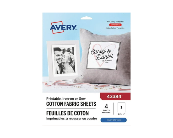 Avery Printable Fabric, 11" x 8 ½", for Inkjet Printers - 43384