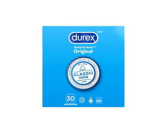 Durex® Sensi-Crème Original Latex Condoms, Easy-On Fit, 56mm, 30 Count