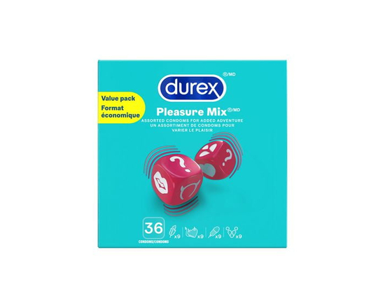 Durex® Pleasure Mix Assorted Condoms, Sensation Variety Pack, 36 Count