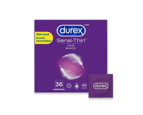 Durex® Sensi-Thin® Extra Lubricated Latex Condoms, 56mm, 36 Count
