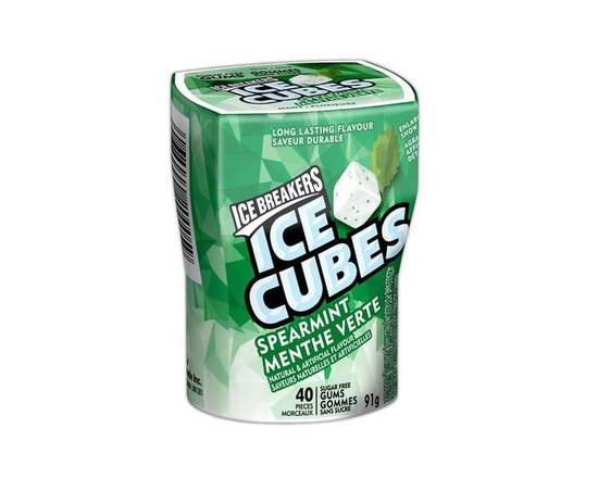 ICE BREAKERS ICE CUBES Spearmint Sugar Free Gum, 40 pieces