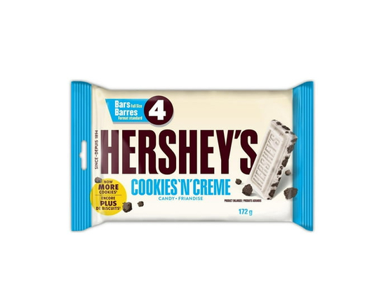 HERSHEY'S COOKIES 'N' CRÈME Barres de Chocolat Format Standard, Lot de 4 - 172 g