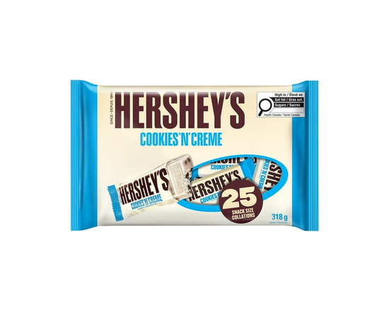 HERSHEY'S COOKIES N CRÈME Snack Size Candy Bars, - 318g