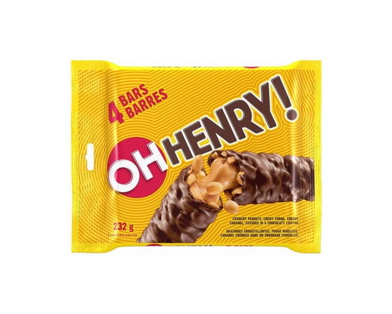 OH HENRY! Chocolatey Bars pack of 4, All bars are individually wrapped for convenience and freshness, 232g - 232g