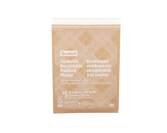 Scotch™ Curbside Recyclable Padded Mailer CR-5-1-20, 10.5 in x 14.75 in (266 mm x 374 mm), Size 5
