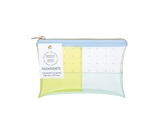 Noted by Post-it® Pen Pouch NTD5-PP-DOTEF, Blue and Yellow Transparent Plastic with Zipper, 7.5 in x 5.25 in, 1 Pouch/Pack - 7.5 in