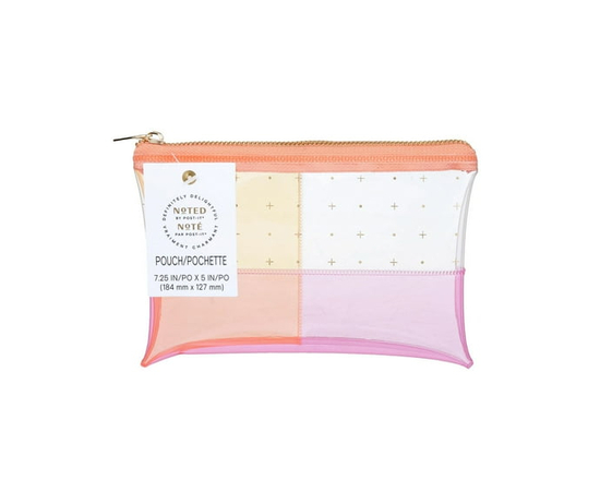 Noted by Post-it® Pen Pouch NTD5-PP-PCHEF, Orange and Pink Transparent Plastic with Zipper, 7.5 in x 5.25 in, 1 Pouch/Pack - 7.5 in