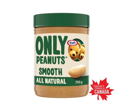 Kraft Only Peanuts All Natural Smooth Peanut Butter, 750 g Jar - 750 g