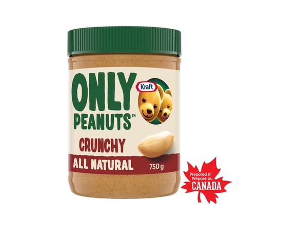 Kraft Only Peanuts All Natural Crunchy Peanut Butter, 750 g Jar - 750 g