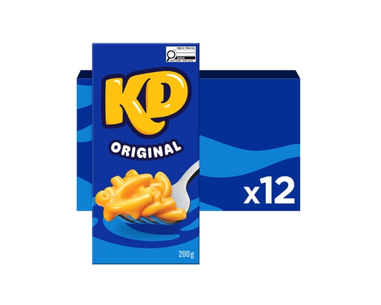 Kraft Dinner Original Macaroni and Cheese Dinner Box, Case, Shelf-Stable - 200g