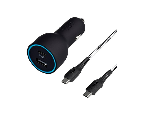 onn. Fast Charge USB and USB-C 3 FT. Dual-Port Car Charging Kit with 20W Power Delivery - 3'