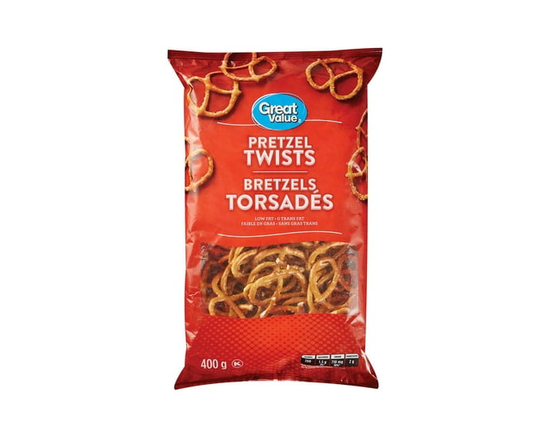 Great Value Large Pretzel Twists, 400g - 400 g