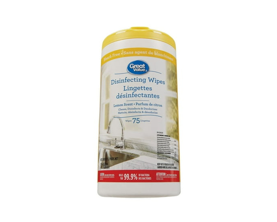 Great Value Disinfecting Wipes Lemon Scent, 75ct
