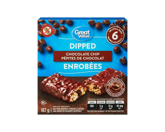 Great Value Dipped Chocolate Chip Granola Bars - 187 g