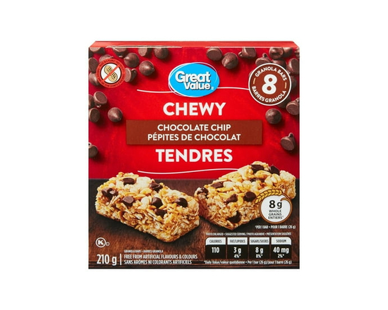 Great Value Chewy Chocolate Chip Granola Bars - 210 g
