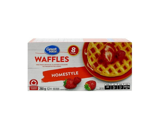 Great Value Homestyle Waffles, 280g, 8 Waffles - 280 g