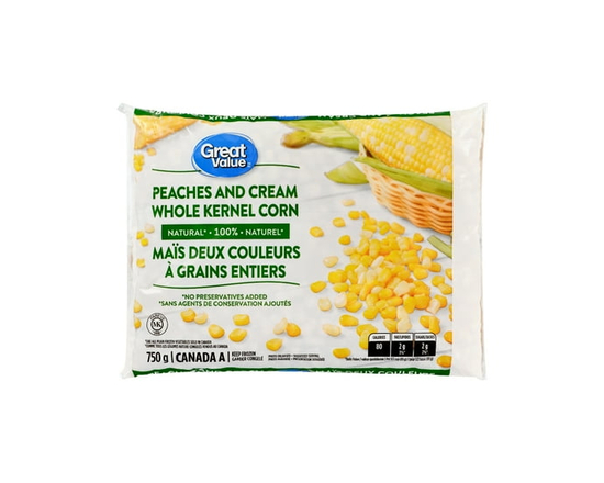 Great Value Whole Kernel Corn Peaches & Cream - 750 g
