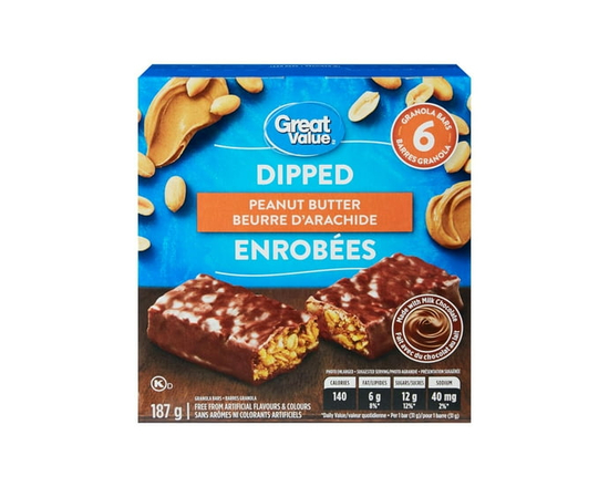 Great Value Peanut Butter Dipped Granola Bars - 187 g