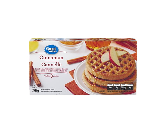 Great Value Cinnamon Waffles, 280g, 8 Waffles - 280g