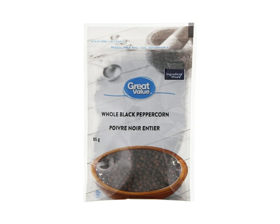 Grains de poivre noir entiers Great Value - 85 g
