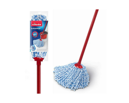 Vadrouille SuperMop de Vileda - Vadrouille à Plancher en Microfibre, Absorption Supérieure