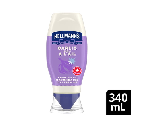 Hellmann’s Garlic Aioli, Gluten‑Free & Kosher, Squeeze Bottle, 340 ml - 340 mL