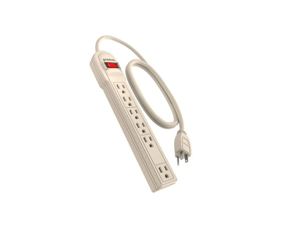 Barre d'alimentation PowerMax 5+1 LG de Stanley à 6 prises avec 1 prise espacée - 6 pieds