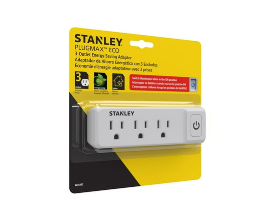 Adaptateur PlugMax ECO de Stanley à 3 prises avec interrupteur marche/arrêt illuminant