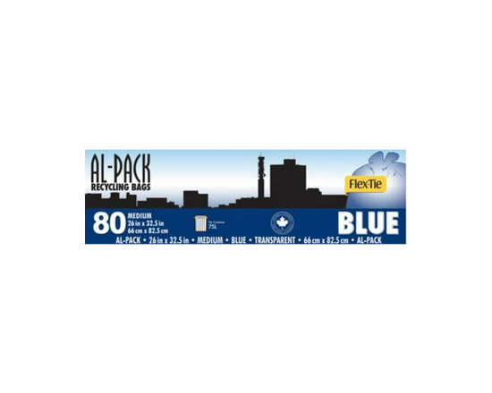 AL-PACK Medium Blue Flex-Tie Garbage Bags 80, 75 Litres, 80 bags