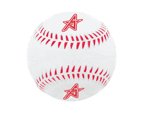 Future Stars Rubber PlaySafe Tee-Ball / Baseballs - White with Red Stitch Print - 3" diameter and 9" circumference - Indoor/Outdoor - Soft Rubber Core