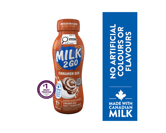 Milk2Go 1% M.F. Cinnamon Bun Limited Edition Partly Skimmed Milk - 310 mL