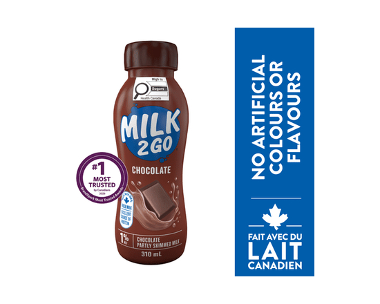 Milk2Go 1% Chocolate Partly Skimmed Milk - 310 mL