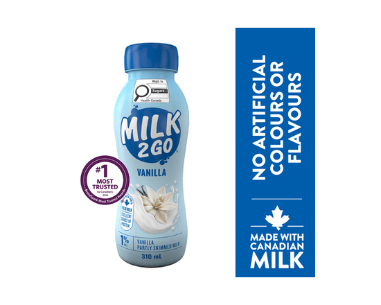 Milk2Go 1% Vanilla Partly Skimmed Milk - 310 mL