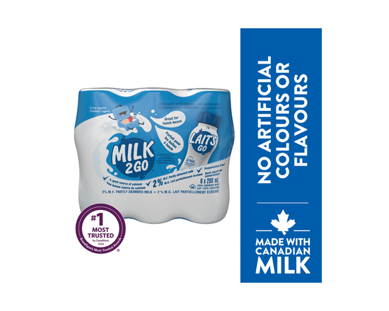 Milk2Go 2% Partly Skimmed Milk 6X200ML - 200 mL