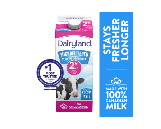 Dairyland Microfiltered 2% Partly Skimmed Milk - 1.89 L