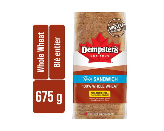Dempster’s® 100% Whole Wheat Thin Sandwich Sliced Bread