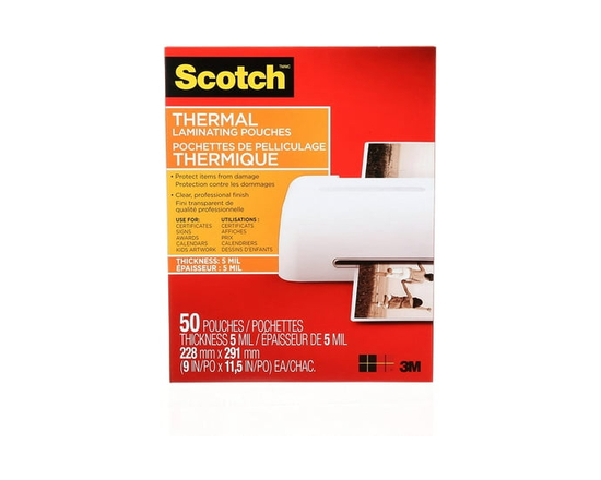 Scotch® Thermal Laminating Pouches TP5854-50-C, 5-mil, 50 per pack